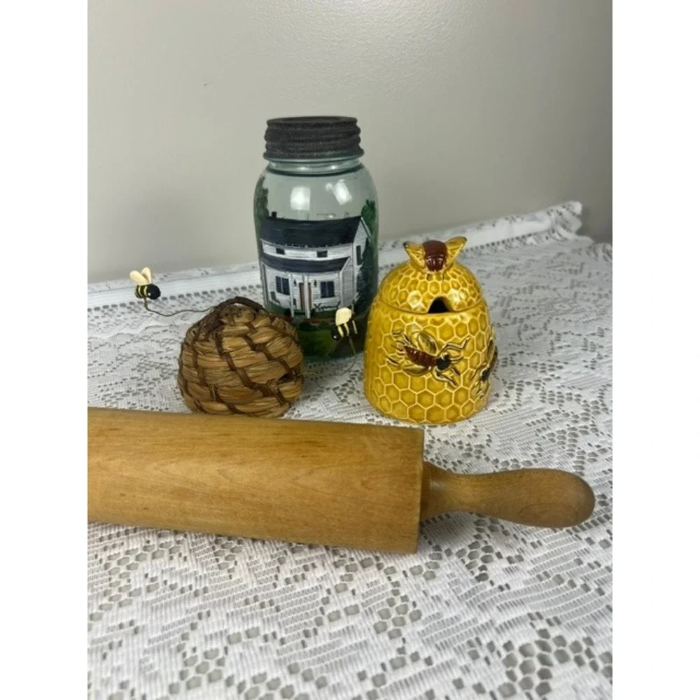 Vintage Wooden Rolling Pin 16.5 Inch Farmhouse Hardwood Dough Roller Natural